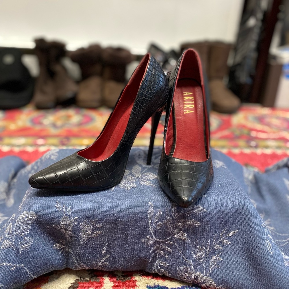 Akira Snake Skin Heels